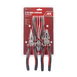 Ace 3 pc Chrome Vanadium Steel High Leverage Cutting Pliers Set