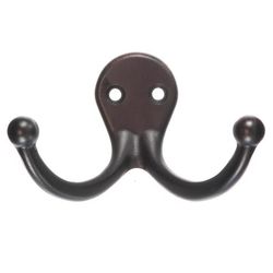 Ace 1 in. L Oil Rubbed Bronze Brown Metal Small Double Garment Hook 2 pk