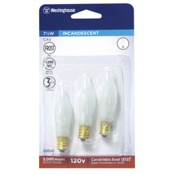 Westinghouse  7.5 watt E12  Decorative  Incandescent Bulb  E12 (Candelabra)  White  3 pk 