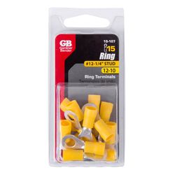 Gardner Bender 12 AWG Insulated Ring Terminal Yellow 15 pk