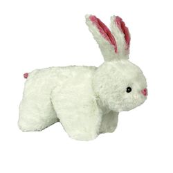 HuggleHounds Squooshies For Dog White Plush Bunny Squeaky Dog Toy Large
