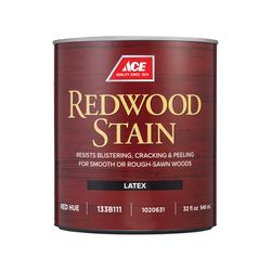 Ace Redwood Stain Semi-Transparent Red Hue Water-Based Acrylic Deck and Siding Stain 32 oz