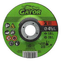 Gator 4-1/2 in. D X 7/8 in. X 1/8 in. thick Metal Grinding Wheel 1 pc