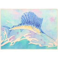 Olivia's Home 22 in. W X 32 in. L Multicolored Splashing Sailfish Polyester Accent Rug