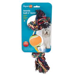 Aspen Pet For Dog Multicolored Cotton Rope Bone and Ball Dog Toy Medium