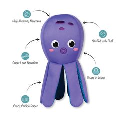 Pet Shop by Fringe Studio For Dog Purple Neoprene Octopus Dog Toy 1 pk