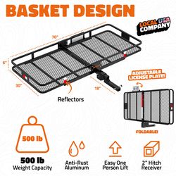 Mockins 70x30x6 Hitch Carrier Set w/ License Plate Holder Cargo Carrier Set 1 pk
