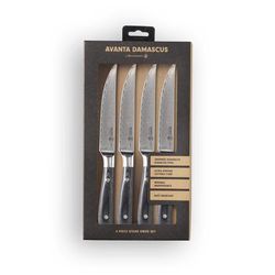 Messermeister Avanta Damascus n/a in. L Steel Steak Cultery Set 4 pc