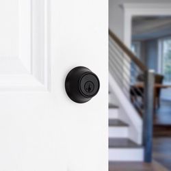 Kwikset SmartKey Security Matte Black Metal Double Cylinder Deadbolt