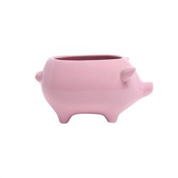 Chive Animal Planter 3.5 in. D Ceramic Pig Cachepot Pink