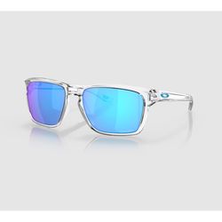 Oakley Sylas (60) Sunglasses Unisex Polished Clear Frame Blue Lens