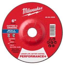 Milwaukee 6 in. D X 7/8 in. X 1/8 in. thick Metal Cutting/Grinding Disc 1 pc