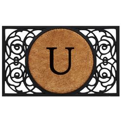Calloway Mills Armada Circle Monogram 1.5  W X 2.5  L Black/Brown Rectangular Coir Door Mat