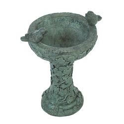 Athens Stonecasting Green Concrete 15 in. Eye on Sparrow Bird Bath