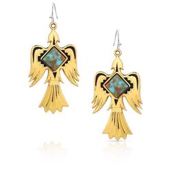 Montana Silversmiths Women's Rise Above Thunderbird Diamond Gold Earrings