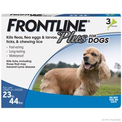 Frontline Plus Liquid Dog Flea and Tick Drops 9.8% Fipronil, 8.8% (S)-methoprene 0.05 oz