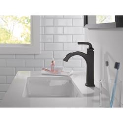 Delta Knoxville Matte Black Motion Sensing Contemporary Single-Handle Bathroom Sink Faucet 4 in.