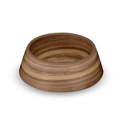 TarHong Brown Acacia Wood Plastic Medium Pet Bowl For Cat/Dog