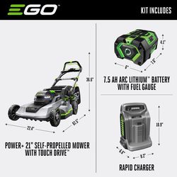 EGO Power+Touch Drive LM2125SP 21 in. 56 V Battery Self-Propelled Lawn Mower Kit (Battery &amp; Charger) W/ 7.5 AH BATTERY