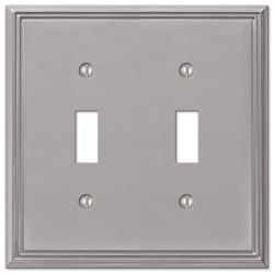 Amerelle Metro Brushed Nickel 2 gang Die-Cast Metal Toggle Wall Plate 1 pk