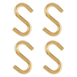 Ace Medium Bright Brass Green Brass 1 in. L Heavy S-Hook 15 lb 4 pk