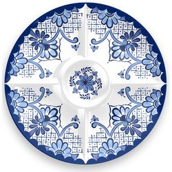 TarHong Blue/White Melamine Cobalt Casita Chip and Dip Bowl 1 pc