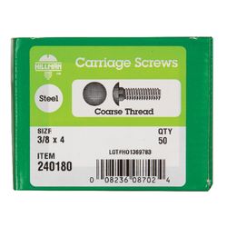 HILLMAN 3/8 in. X 4 in. L Zinc-Plated Steel Carriage Bolt 1 pk