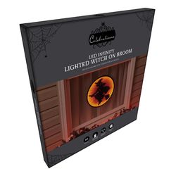 Celebrations Orange 63 ct 13.75 in. LED Prelit Witch on Broom Window Decor