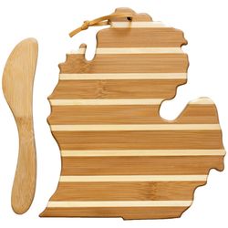 Totally Bamboo 9 in. L X 10 in. W X 0.5 in. Bamboo Michigan Cutting Board with Spreader