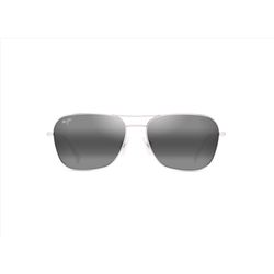Maui Jim Naauao Sunglasses Men's Shiny Silver w/Crystal Frame Neutral Gray Lens Polarized