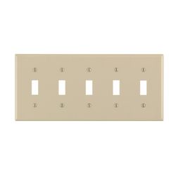 Leviton Ivory 5 gang Plastic Toggle Wall Plate 1 pk