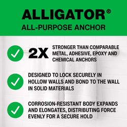 Toggler 3/16 in. D X 1 in. L Plastic Flat Head Drywall Anchors 6 pc