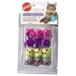 Spot Colored Plush Mice For Cat Assorted Plush Mice Catnip Mouse Cat Toy 12 pk