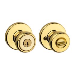 Kwikset Tylo Polished Brass Entry Lockset 1-3/4 in.
