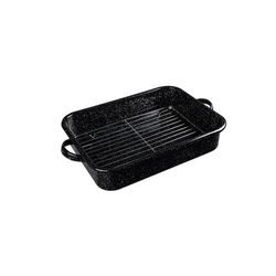 Granite Ware Porcelain Enamel Roaster with Rack Black
