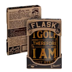 Lucky Jack 8 oz Stainless Steel I Golf Therefore I Am Hip Flask