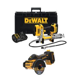 DEWALT 20V MAX* Cordless Grease Gun Kit with DEWALT 20V MAX* XR 3 in. Cut-Off Tool