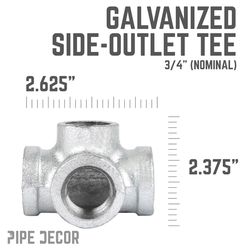 STZ Industries 3/4 in. FIP each X 3/4 in. D FIP 3/4 in. D FIP Galvanized Malleable Iron Side Out Tee