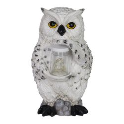 Exhart WindyWings Multicolored Glass/Resin 10.5 in. H X 6.5 in. L X 6 in. W Snow Owl with Firefly Ja