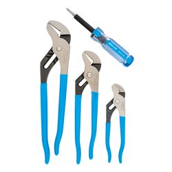 Channellock 4 pc Steel Tongue and Groove Pliers Set with 6-in-1 Driver