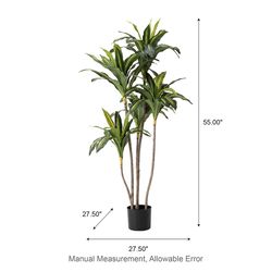 Glitzhome Faux Green Plastic 55 in. H X 28 in. L X 28 in. W Dracaena Fragrans Artificial Potted Plan