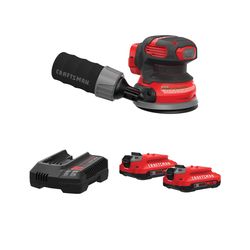 CRAFTSMAN V20* 2Ah Battery and Charger Starter Kit with V20* 5-Inch Cordless Random Orbit Sander