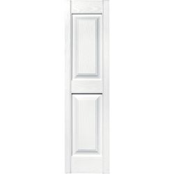 Builders Edge 47 in. H X 12 in. W White Raised Panel Vinyl Shutter 2 pk