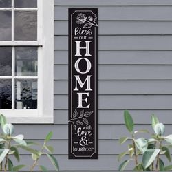 P Graham Dunn Black/White Wood 36 in. H X 7 in. L X 0.75 in. W Bless Our Home With Love & Laughter P