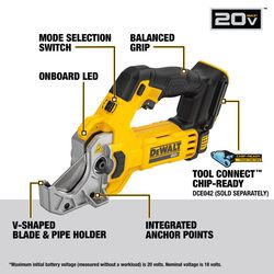 DeWalt 20V MAX XR 2 in. Plastic Pipe and Tubing Cutter Black/Yellow 1 pc