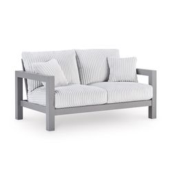 Signature Design by Ashley Moonlight View Gray Aluminum Frame Loveseat White