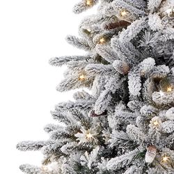 Puleo International 7-1/2 ft. Full Incandescent 400 ct Flocked Bennington Fir Christmas Tree