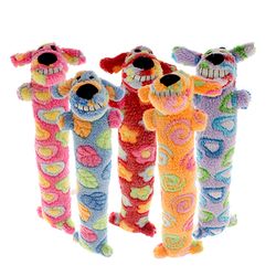 Multipet Loofa For Dog Assorted Plush Pink Ribbon Dog Toy 1 pk