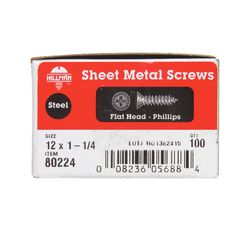 HILLMAN No. 12 Ga. X 1-1/4 in. L Phillips Flat Head Sheet Metal Screws 100 pk