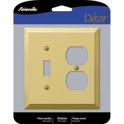 Amerelle Century Polished Brass 2 gang Stamped Steel Duplex/Toggle Wall Plate 1 pk